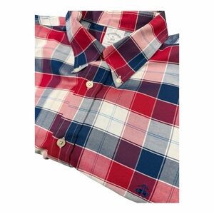 Brooks Brothers XL 1818 Regent Non Iron Red White And Blue Plaid Long Sleeve
